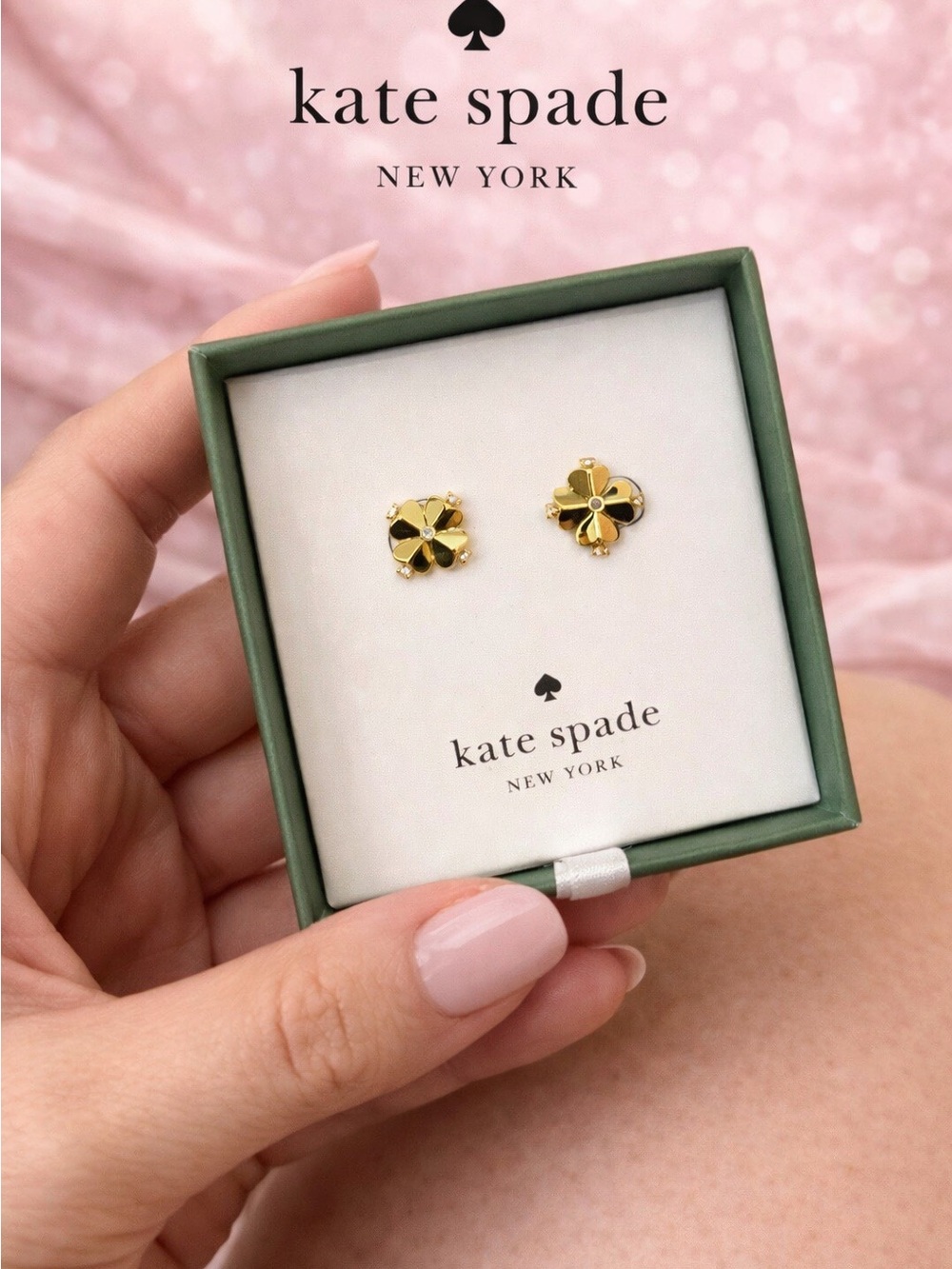 kate spade gold clover flower stud earrings